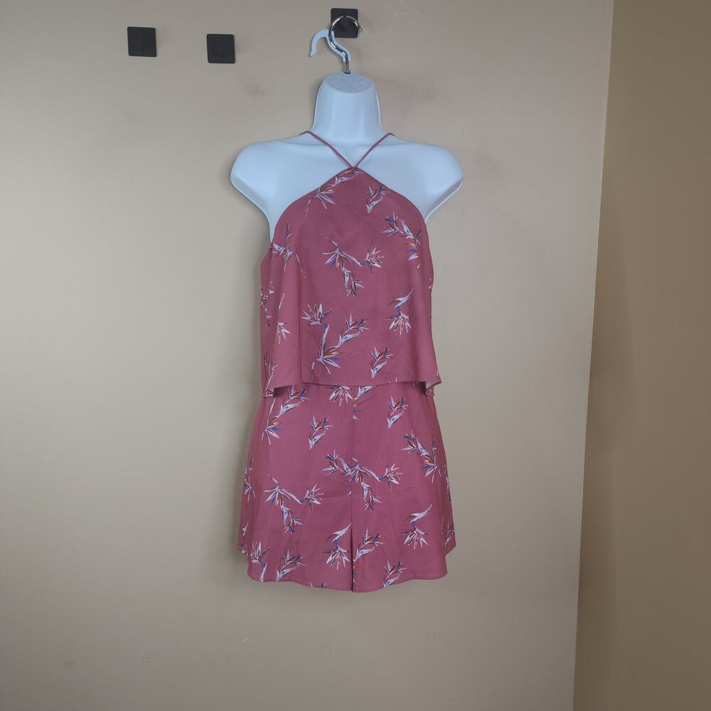 STYLESTALKER Women's Romper Pink Size Small S Floral-Print Popover
